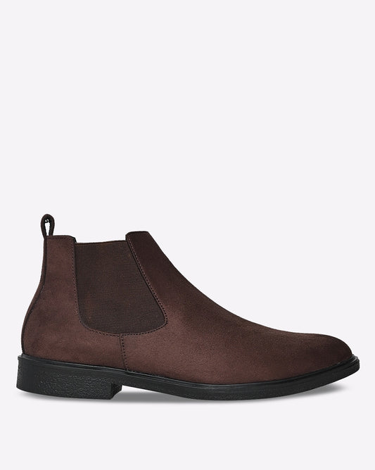 Brown suede chelsea boots for men